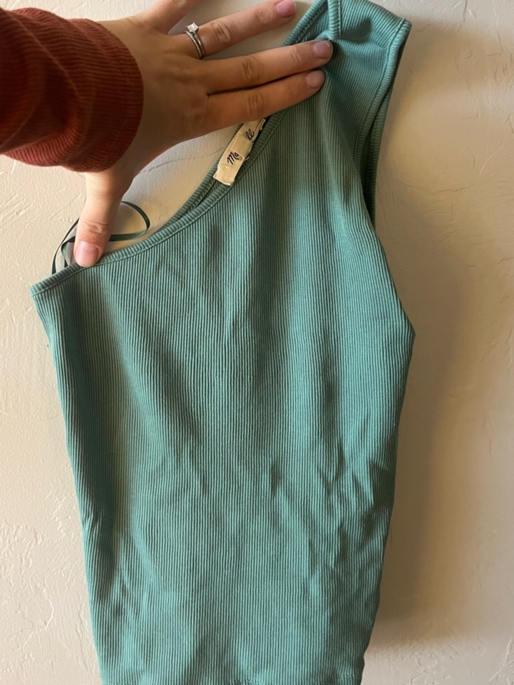 Madewell One-Shoulder Ribbed Tank Top - Sage